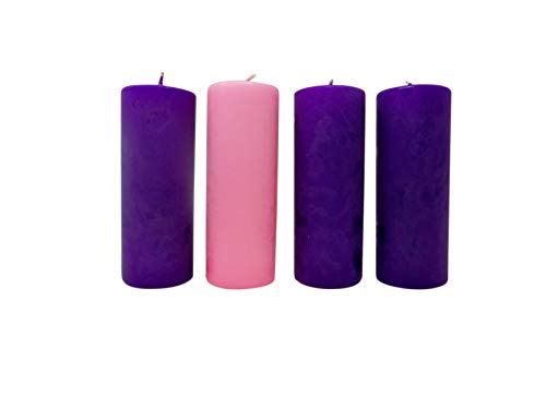 Stearine Christmas Pillar Advent Candles for Churches, 3 x 8 Inch, Set of 4