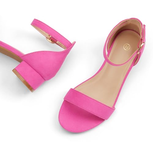 Image of K KomForme Girls Sandals Low Heels Dress Pump Ankle Strap Open Toe Wedding Party Shoes(Toddler /Little Kids /Big Kids)