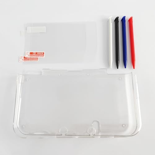 Image of Hzxkqmil Transparent Protective Case for Nintendo New 3DS XL /LL Console | Clear Crystal Hard Case Protective Cover + 1 Set Screen Protectors Film and 4 Stylus Pen for New 3DSXL LL