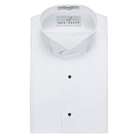 Neil Allyn Men's Tuxedo Shirt Poly/Cotton Wing Collar 1/4 Inch Pleat Cover