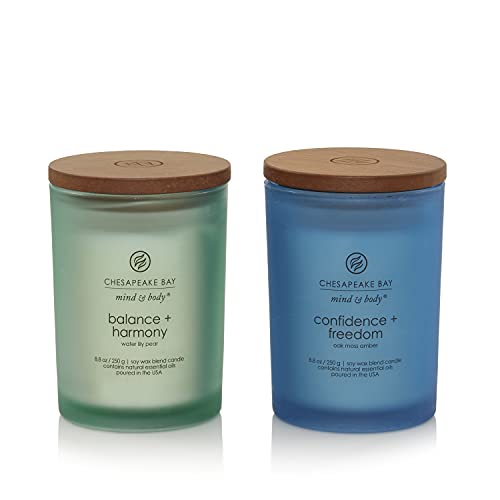 Chesapeake Bay Candle, Medium Jar Candles | Balance + Harmony (Waterlily Pear) and Confidence + Freedom (Oak Moss Amber), 2 Count