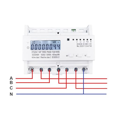 Compteur d'énergie triphasé DIN 380V 80A avec protection tension - 6