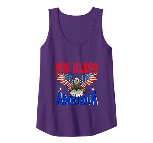 God Bless America American US Eagle Flag 4th July Patriotic Tank Top