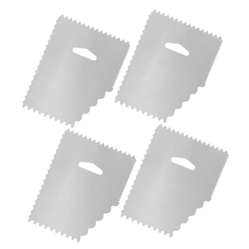 STOBAZA 4 Pezzi Raschietti Torte in Alluminio con Denti Spatole per Glassa e Decorazione Raschietto e Lisciatore Multifunzionale per Pane e Pizza Forma Quadrata Resistente