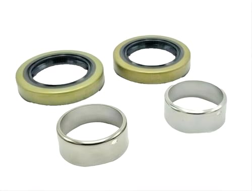 2 Pack 32123 Grease Seal OD 2.56 in ID 1.68 in and 33517U Wear Sleeve - for UFP Vault Boat Trailer Wheel Hub Axle - Trailer axle Grease Seals and Stainless Wear Sleeves w/Holes