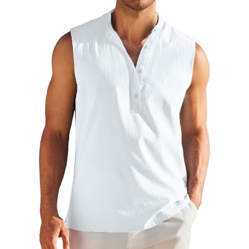 Generisch - Estampado digital 3D de animales, informal, holgado, cómodo camiseta sin mangas para hombre, camiseta sin mangas con cuello, Blanco, M