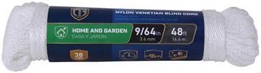 TruGuard 642321 Nylon Blind Cord Rope, Diamond Braid, White, 9/64 In. x 48 Ft. - Quantity 6
