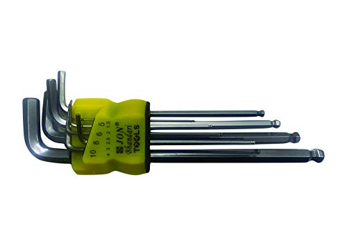 Image of Jon Bhandari Tools Allen Key Set Ball Point (1.5mm - 10mm) | 9pc Hex Key /Wrench Tool Kit | Chrome Vanadium Steel | L-Shaped Hexagon Screwdriver Set for Bike, Furniture, DIY & Garage Use