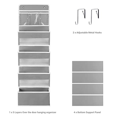 Nestidy Over The Door Organizer Storage, Wall Mount Hanging Organizer With 4 Large Capacity Pocket Organizers And 3 Small Pockets For Baby Essentials, Toys, Cosmetics, And Sundries (Grey, 1 Pack) #TOP5