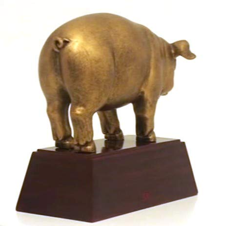 Decade Awards Sculpted Gold Pig Trophy - BBQ Smoke Off Competition Award - Engraved Plate on Request