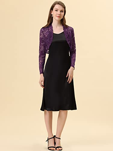 Image of Allegra K Women's Elegant Crop Cardigan Sheer Floral Lace Bolero Shrug Top