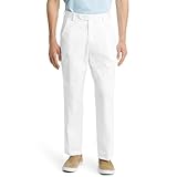 Mens Classic Fit Flat Front Hidden Expandable Waist Dress Pants No Iron Suit Pants(White,30W32L)