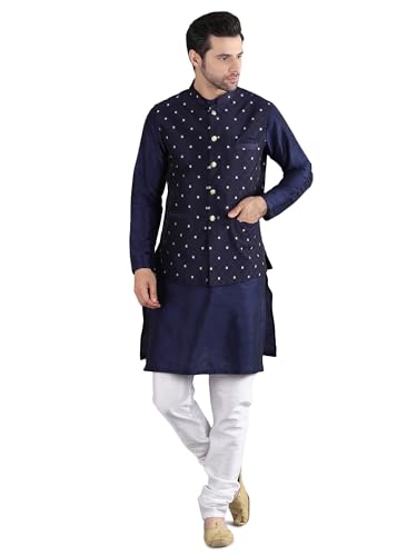Image of Uri and MacKenzie Men's Silk Blend Kurta Pajama with Designer Ethnic Nehru Jacket /Modi Jacket