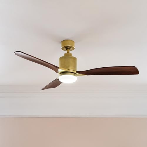 Kichler Ridley II 52" Ceiling Fan and Light Kit in Natural Brass, 3-Blade LED Ceiling Fan in Cherry Finish, 3000K, (52" W x 14.5" H), 300027NBR by Kichler - Image 2