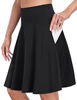 Desol 50cm Tennisrock Damen mit Hose Knielang, Hohe Taille Hosenrock Damen mit 4 Taschen, Golfrock mit Shorts, Skort mit Verstellbares Zugband, Sportrock für Tennis, Golf, Laufen