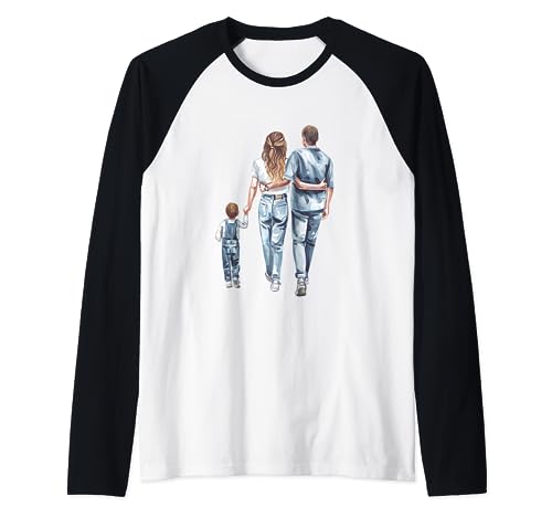 Familia feliz. Reunión familiar. Amo a mi familia. Familia a juego Camiseta Manga Raglan