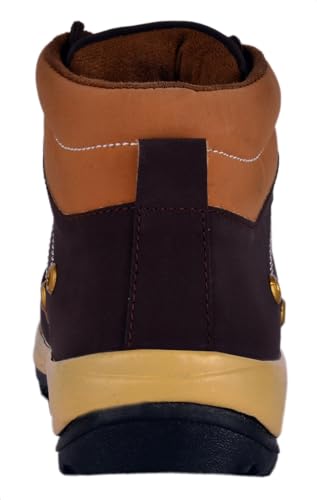 Image of Hiking Boots, Black and Tan, Lace-Up High Ankle, Metal Eyelets, Rugged Outdoor Footwear