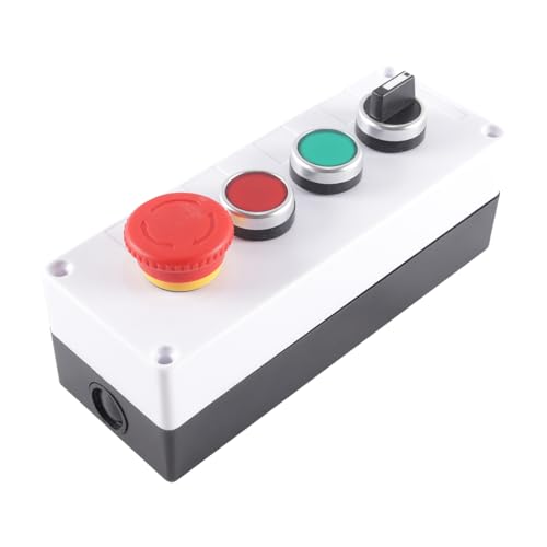 Image of WANGCL Red Mushroom Emergency Stop Switch – 3-Position 2NO Red-Green Momentary Locking Push Switch
