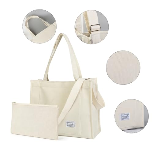 Image of Valleycomfy Corduroy Tote Bag for Women Travel Crossbody Bag Purse Women Shoulder Bags Work Handbags Everyday Hobo Bag