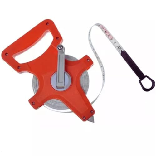 Fita Métrica com Manivela, 50 Metros, Fibra de Vidro, Laranja