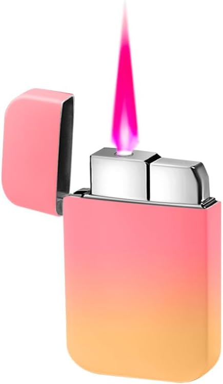 Pink Flame Torch Lighter,Cute Glitter Pink Lighter,Refillable Butane Lighter, Windproof Lighter for Outdoor Camping BBQ Candle,Nice Gift for Girls, Birthday,Mother's Day (No Butane) (Orange)