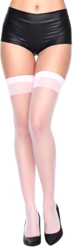 Image of ToBeInStyle Women's Sheer Banded Thigh High Socking w /Opaque Band