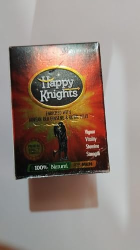 Happy Knights Natural Supplement for Men โ Enriched with Korean Red Ginseng & Royal Jelly โ Boosts Stamina, Strength, Vitality & Vigour Natural