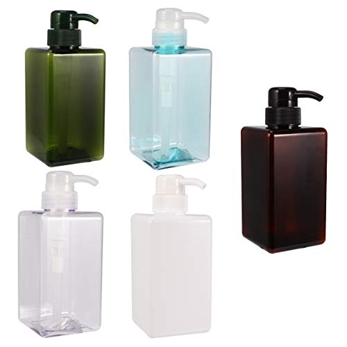 FARUTA 5 botellas de bomba de champú vacías de 450 ml, recipientes de loción portátiles dispensadores para jabón líquido, color aleatorio, LIXSLT (color: colores surtidos) Cover