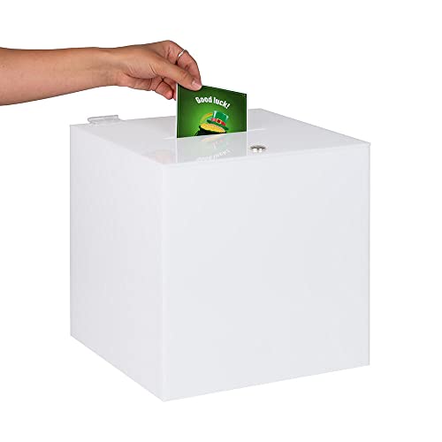 Spendenbox / Losbox „Opal“ aus blickdichtem Acryl / 300 x 300 mm / abschließbar