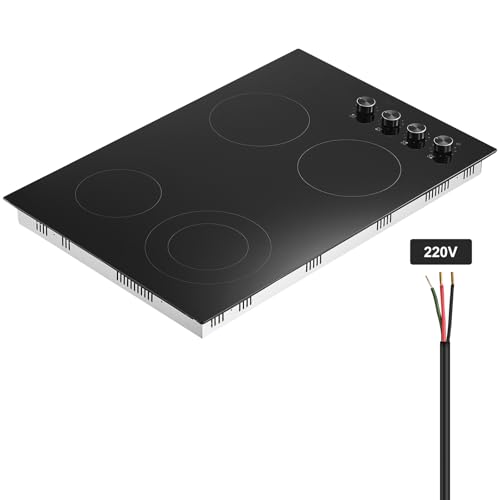 Happybuy 30 - Inch Electric Cooktop: A 7200W Marvel for Your Kitchen! This built - in stove top comes with 4 burners, a sleek glass panel, and user - friendly knob controls