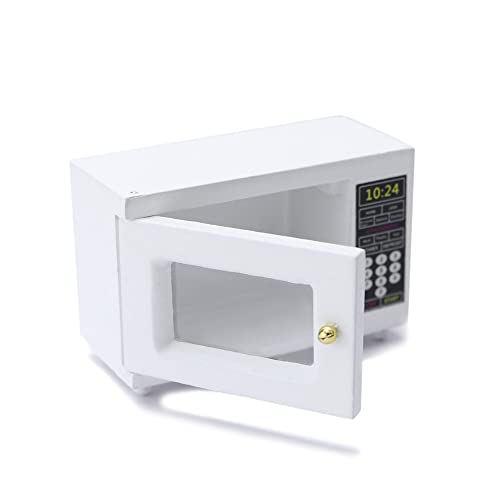 Miniature Microwave Dollhouse Accessories Oven Mini Kitchen Furniture Appliance 1:12 Mini House Decoration Model Decor High Simulation Accessories Ornaments (White)