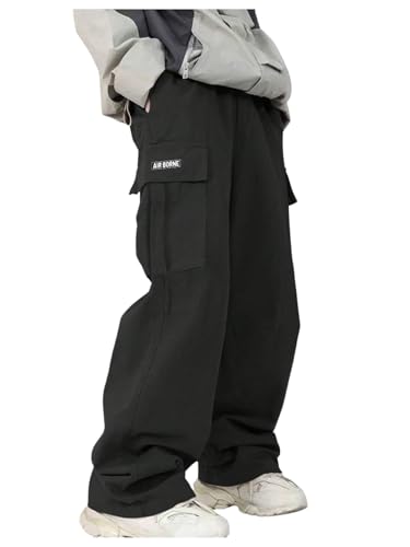 Verdusa Boy's Straight Leg Cargo Pants Elastic Waist Long Trousers with Pockets