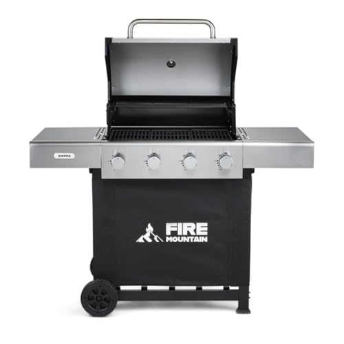 Fire Mountain Sierra 4 Burner Gas BBQ Stainless Steel with Cast Iron Grill and Side Shelves Large Outdoor Barbecue for Garden Family Sized 60 x 42cm Cooking Area - Image 5