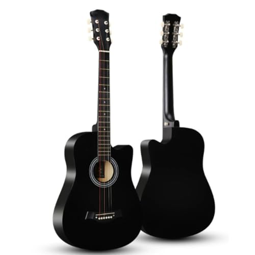 Dtnw アコースティックギター 初心者入門セット 練習ギター ィック セット 学生 大人用 初級 アコギ セット 38インチ 入門練習 (ピュアブラック)