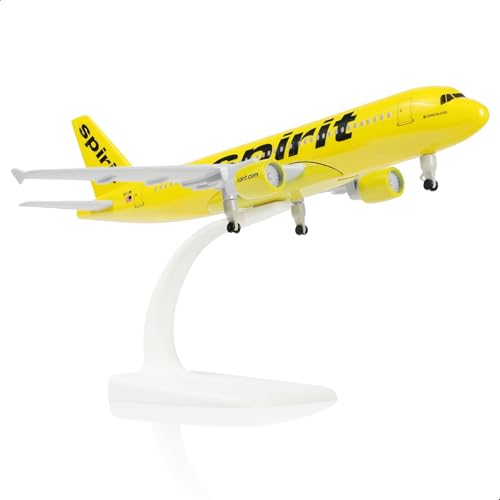 QIYUMOKE 1/300 A320 Spirit Diecast Metal Airplane Model with Stand for Airbus A320 Model Plane Kits -18.5cm L for Aviation Enthusiasts Gift Decoration or Ornament (Real Aircraft 1/200)