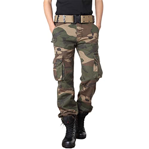 Pantalon cargo en coton robuste style militaire avec poches cargo Camo5 taille 36