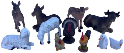 misantuario Surtido de animales navideños de 5.0in, 11 piezas, diferentes animalitos para añadir al Nacimiento de Navidad