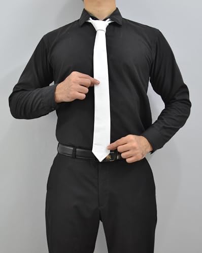 Image of Mens Lamb Leather Necktie - Skinny Solid Casual Business Wear Narrow Leather Slim Tie- Neckties for Party Wedding Gift