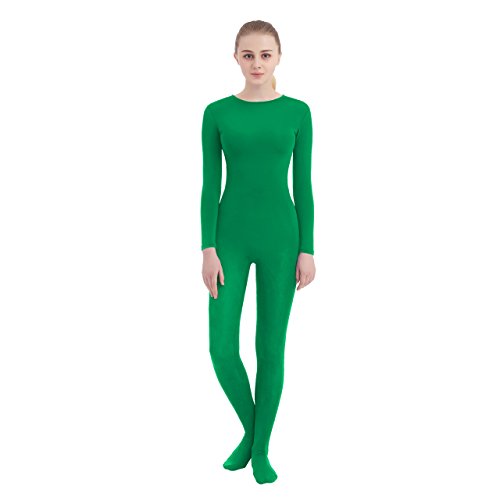 SUPRNOWA Unisex Crew Neck Footed Spandex Long Sleeve Unitard (Medium