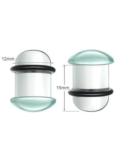 Aumeo One Pair Glass Gauges for Ears Single Flare Glass Plugs for Women and Men2