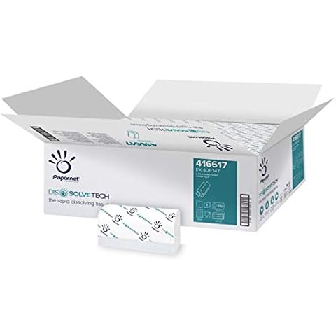 Papernet Dissolve Tech - Interleaved Z-Folded Towel 416617 - with Dissolve Tech Technology, Two Plies, 20 Packs of 200 per Clip, Size 24x20,3cm, Folded Size 20,3x8cm Cover