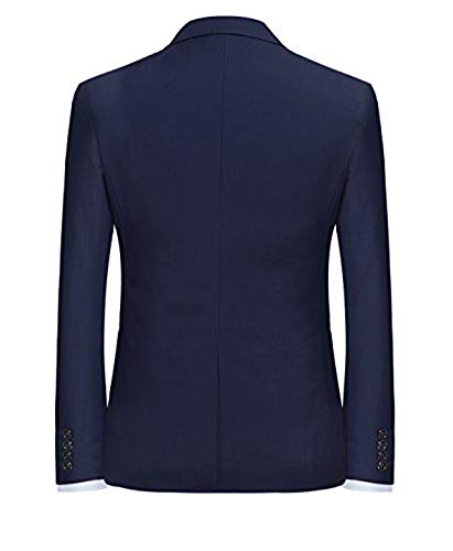 Veste Costume Hommes Slim Fit Formal Blazer Hommes, Bleu Marine, M - Image 3