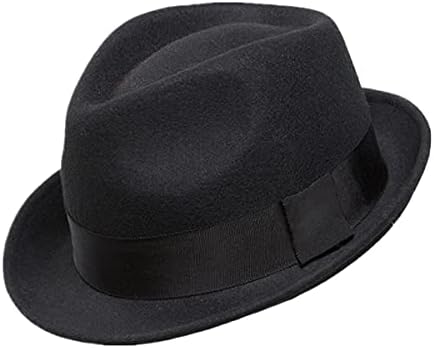 Home Prefer Men's Wool Felt Winter Hat Short Brim Fedora Hat