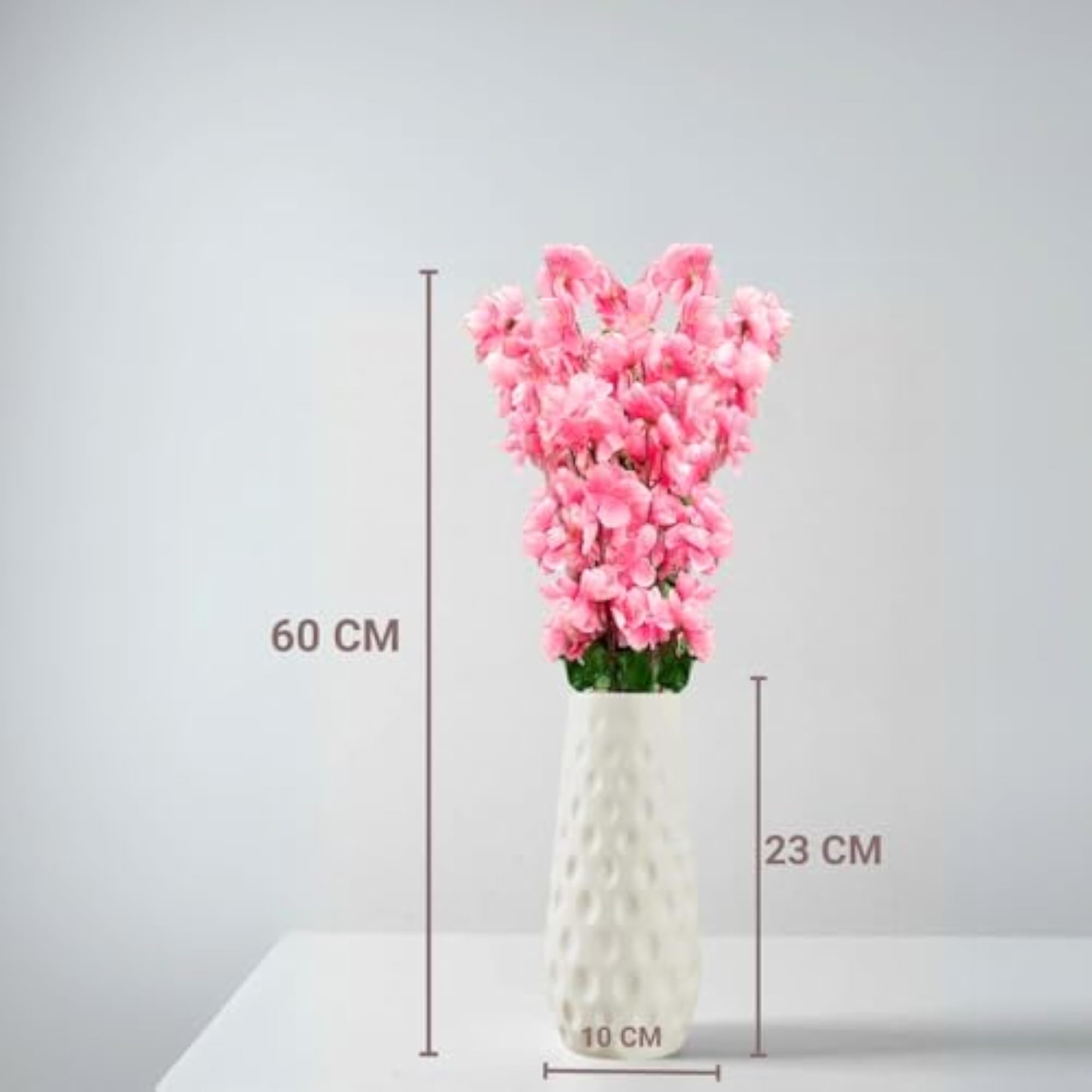 Artificial Flowers Bunch with White Textured Plastic Vase