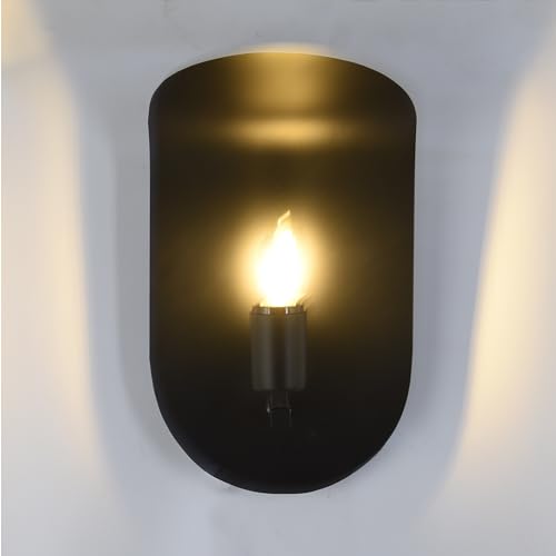 Image of BENE Alabama Mild Steel Indoor Modern Wall Lamp, E-27 Base Wall Light for Home Decor, Kitchen, Living Room, Bedroom, 35 cm (Black, Pack of 2)