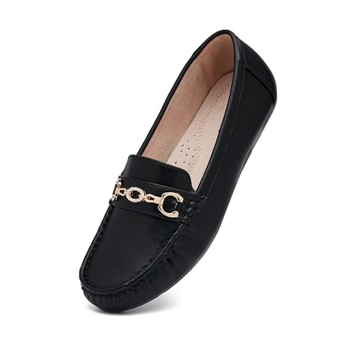 Image of Women's Business Loafers Work Casual Flats Shoes Lightweight Penny PU Leather Slip On Walking Shoes