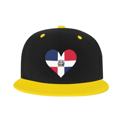 Flag of Dominican Heart Flat Bill Hat Unisex Kids Adjustable Fashion Hip Hop Flat Bill Hat Red2