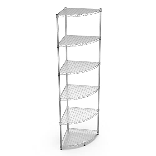 Silver 6 Tier NSF Metal Triangular Corner Wire Shelving Units,