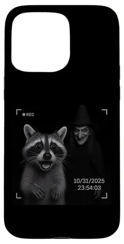 Funny Raccoon On Security Camera With Witch Halloween X}zP[X iPhone 15 Pro Max p