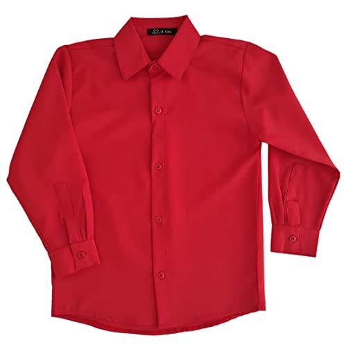 Camisa Social Infantil Botão Manga Longa Vermelha Masculina Tamanho:6